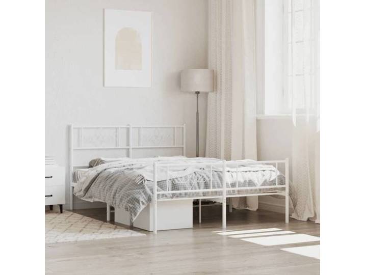 &Mode Lit 2 Personnes - BEWI - Structure de lit Adulte/enfant - métal sans matelas - et pied de lit blanc 120x190cm 407182