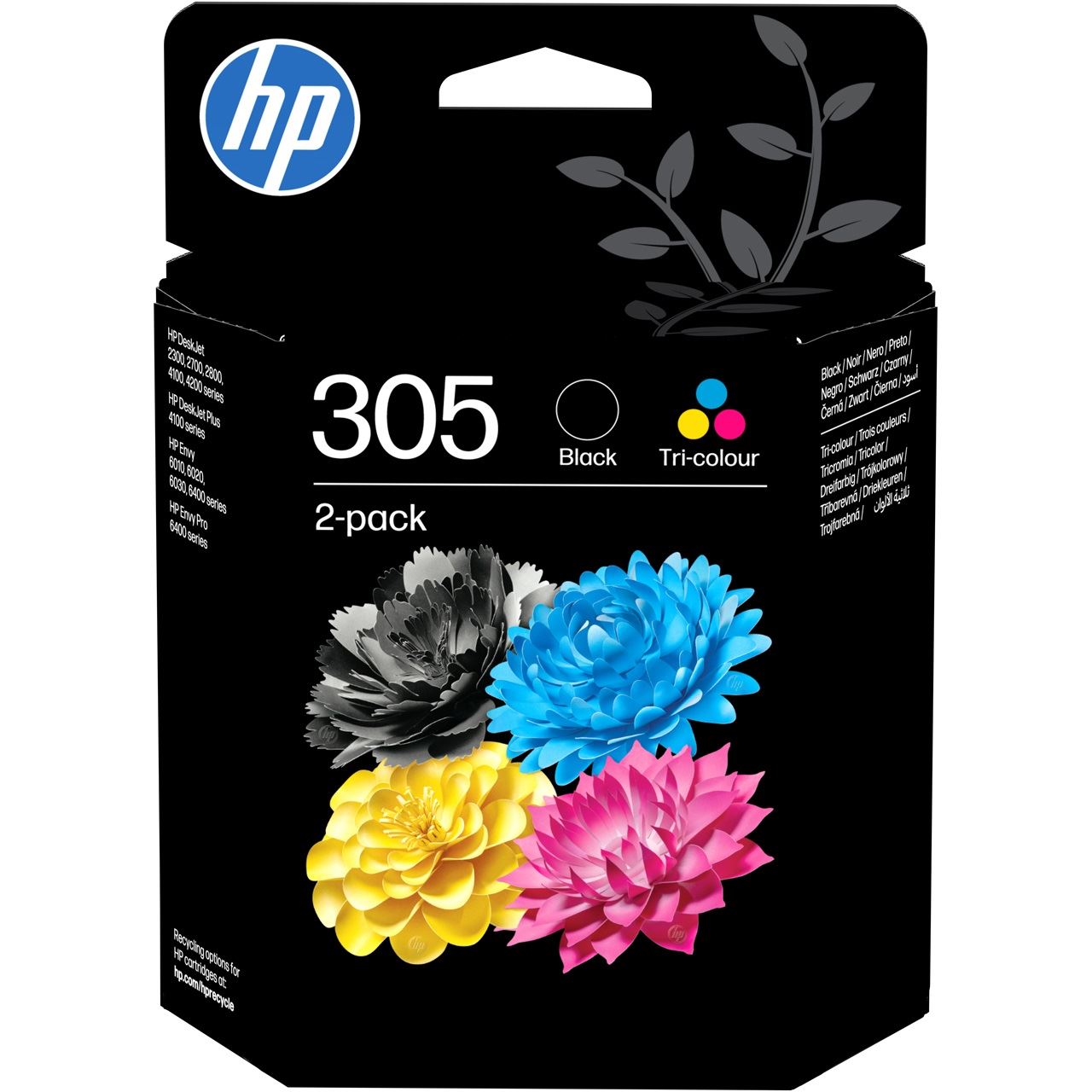 HP 305 2-Pack Tri-color Original Ink Cartridge, schwarz