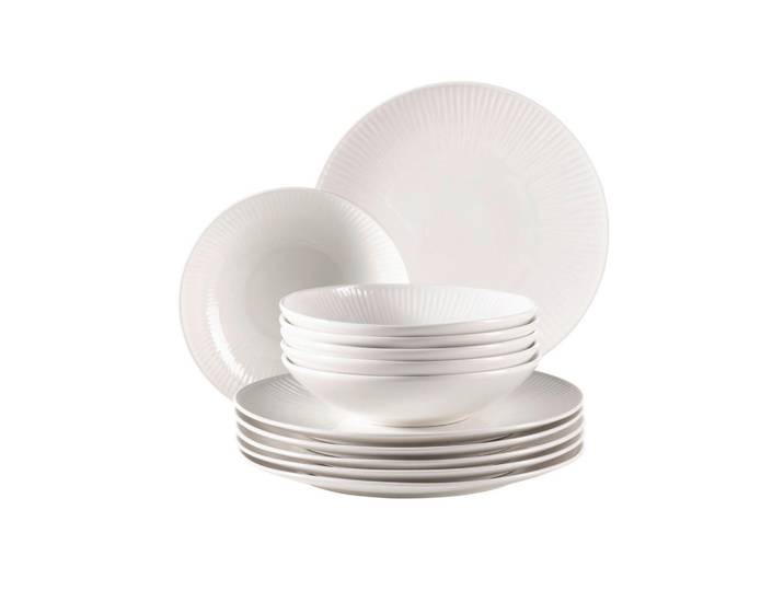 Mäser Tafelservice Dalia, Weiß, Keramik, 12-teilig, Essen & Trinken, Geschirr, Geschirr-Sets, Tafelservice