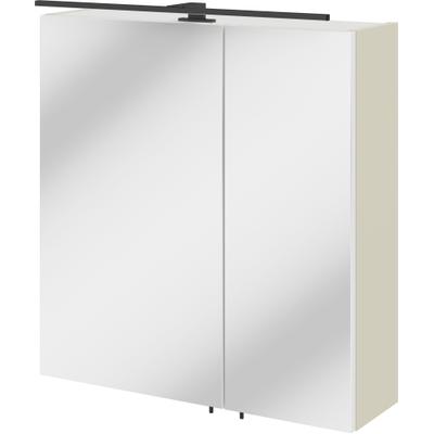 Spiegelschrank OPTIFIT "Riff", weiß (kaschmirfarben, spiegelfläche), kaschmirfarben, Türen: 2 Stk., Holzwerkstoff, Schränke, Spiegelschrank, Breite 65 cm, schnelle Montage mit OPTIsnap