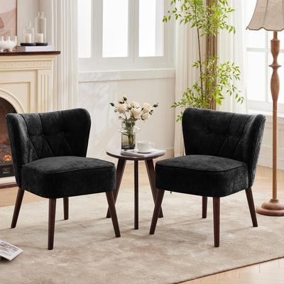Garvee Mid-Century Tufted Accent Chair, Armless Wood Leg