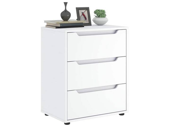 furnicato Sideboard VISNES 60 x 40 x 73 cm Weiß (1 St), 3-schubladiger Beistellschrank mit integrierten Griffen für Wohnraum