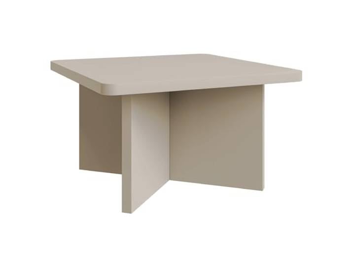 Selsey Quadratischer Couchtisch Kaschmir – Holz Couchtisch Klein 60 cm mit geometrischer Basis, Eleganter Minimalismus im Japandi-Stil für Wohnzimmer, Modernes Design