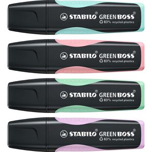 Stabilo Textmarker Green Boss Pastel, 4 Stück, Strichbreite 2 - 5mm, farbig sortiert