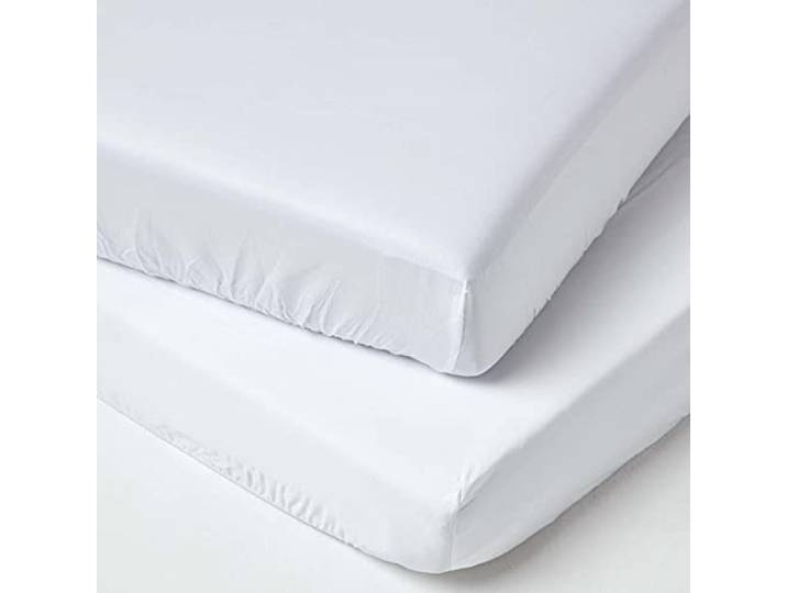 HOMESCAPES 2er-Set Bio-Spannbettlaken für Kinderbett 70x140 cm weiß, Kinder-Spannbetttuch aus 100% Bio-Baumwolle