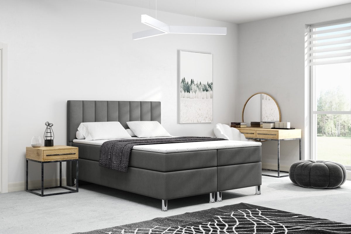 Meuba Home Julio Boxspring Antraciet 140x200 met topper en binnenvering