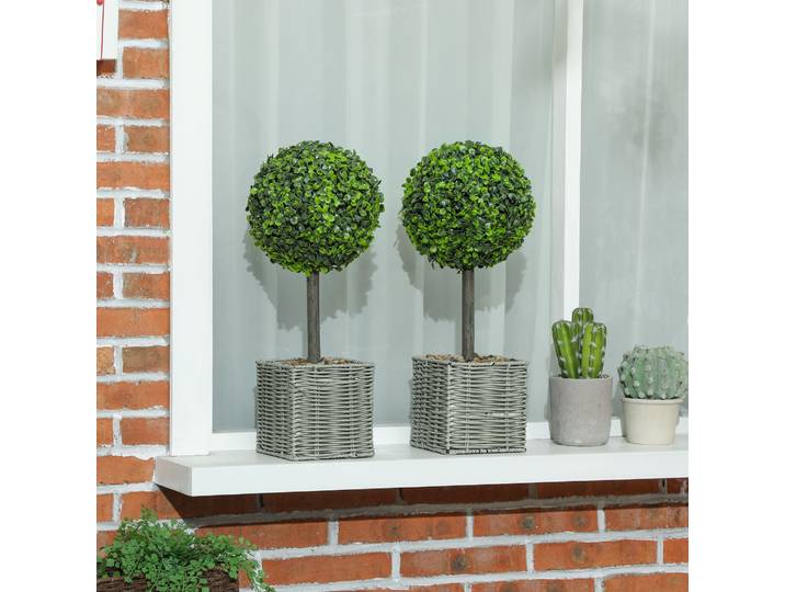 HOMCOM Lot 2 Plantes Artificielles Intérieur/Extérieur Vert