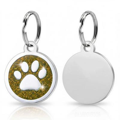 Personalized Glitter Paw Pet ID Tag gold Tag 1pc