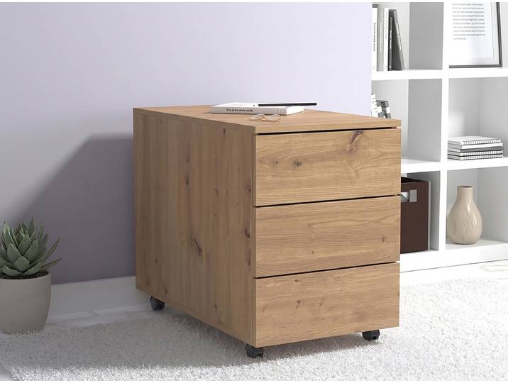 Rollcontainer Piror 39 x 55 x 70cm Braun/Eiche Dekor