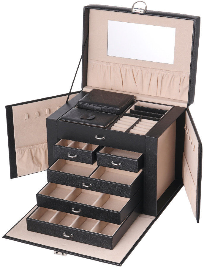 Rebrilliant Multi Tier Jewellery Box Black 23cm H X 26.5cm W X 19.8cm D