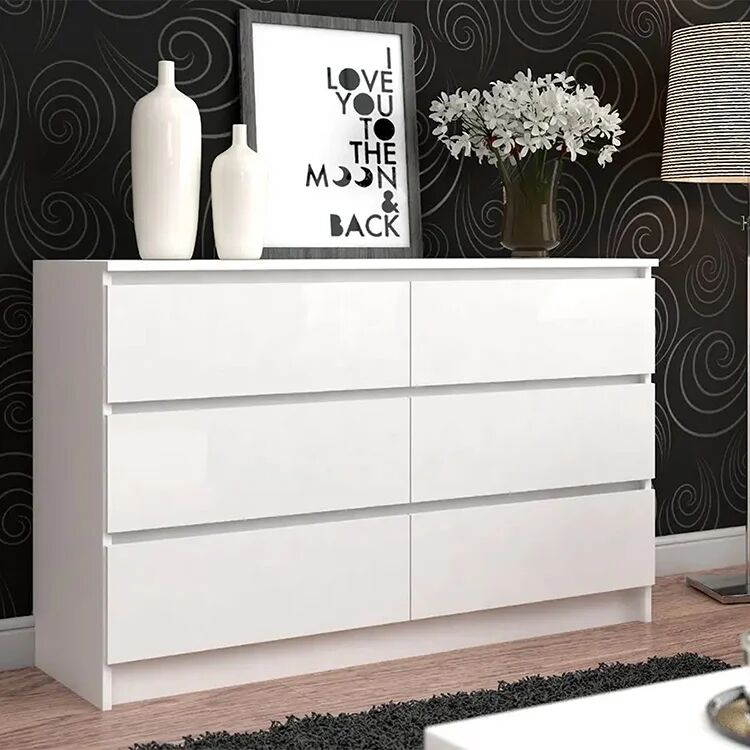 garneroarredamenti Cassettiera 120x77h cm moderna 6 cassetti bianco Living