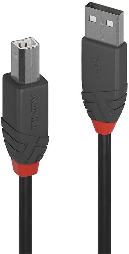 Lindy 0.2m USB 2.0 Type A to B Cable, Anthra Line, Black