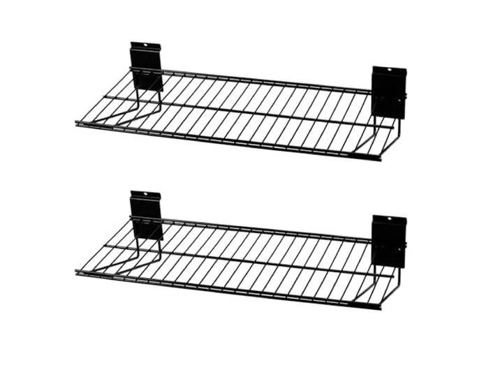 PYBTOOL Slatwall Regale, Slatwall-Zubehör, Lamellenwand-Drahtregal, robuste Garagenaufbewahrung, Slatwall-Regal (2 Stück) (61 cm Breite)