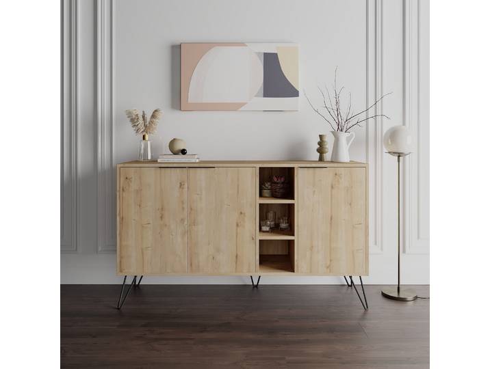 Skye Decor, Clara- Clara Console DTE, eichenfarbig, Kommoden, 83x142x35,6 cm, 100% Melaminbeschichtete Partikelplatte