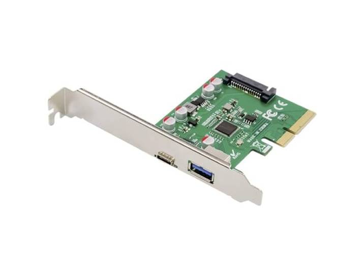 DIGITUS IO kaart - PCIe - USB 3.1 interfacekaart - 2-poorts - 1x USB-C & 1x USB Type-A - 10 Gbit/s - chipset ASM1142