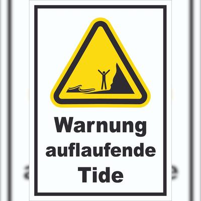 HB-Druck Schild Warnung auflaufende Tide A5 (148x210mm)