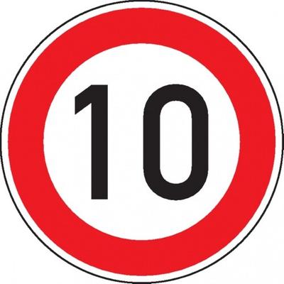 Verkehrszeichen Zulässige Höchstgeschwindigkeit 10, Nr.274-10, Aluminium RA1, reflektierend, Ø420mm