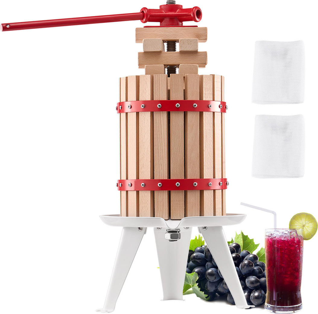 VEVOR Handmatige fruitpers met houten mand van 6 liter voor appelwijn, druiven en olijfolie