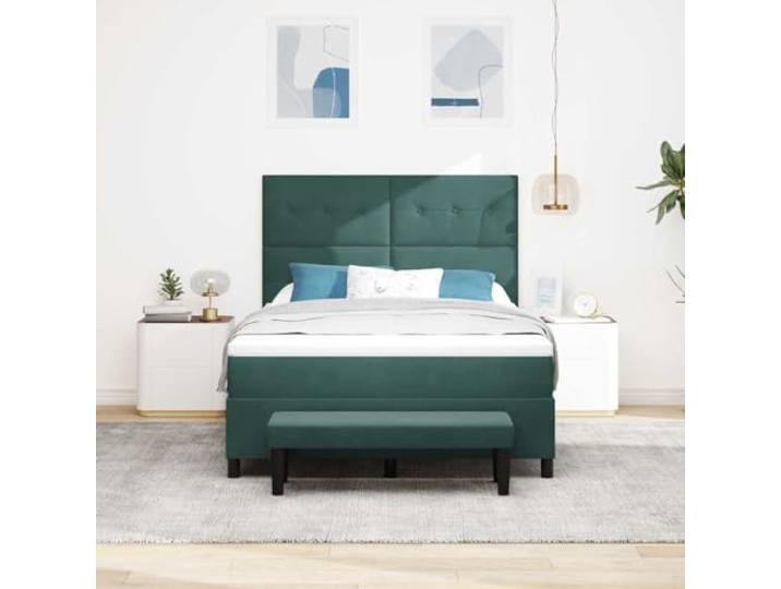 KTHLBRH Boxspringbett Samt grün 200 x 140 cm Struktur aus Holz, Matratze aus mittelfestem Schaumstoff, modernes Design