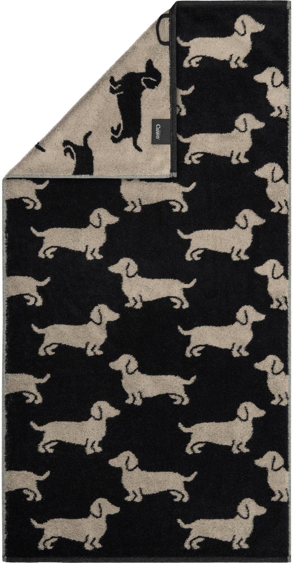 Duschtuch CAWÖ "We Love Dogs Dogs, 80 x 150 cm", schwarz, B:80cm L:150cm, Baumwolle, Handtücher, Duschtuch schwarz B/L: 80cmx150cm, 1 Stk.