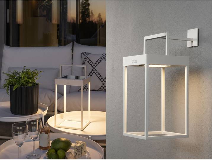 Konstsmide Portofino Solar/USB-Laterne weiß lackiertes Aluminium 7815-250