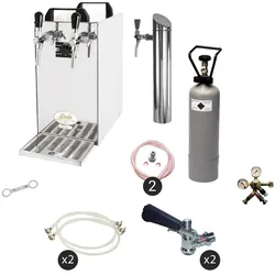 Zapfanlage, Bierzapfanlage - Kontakt 40 2-leitig Trockenkühler, Durchlaufkühler 50 L/h, inkl. Schanksäule, 5 Liter Adapter,NC Adapter