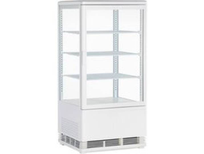 Vitrine réfrigérée panoramique - 78 L - Blanc - Temp. 0/+12°C - Dégivrage automatique