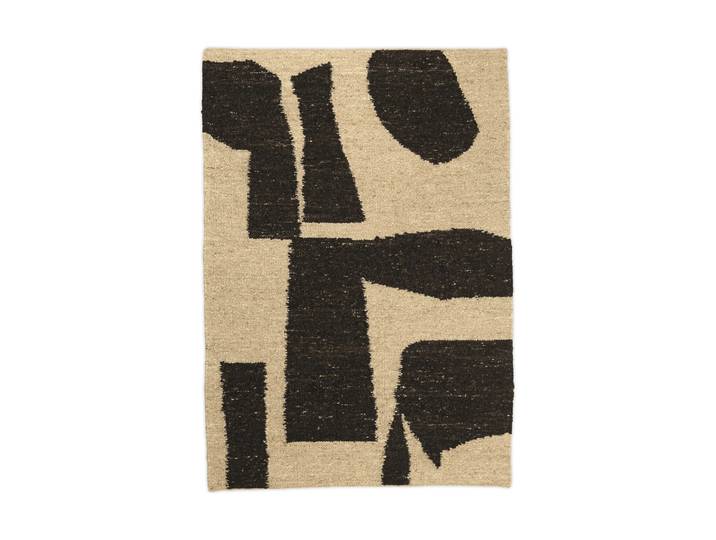 Ferm Living Piece Wollteppich Off-white-Coffee, 140x200 cm