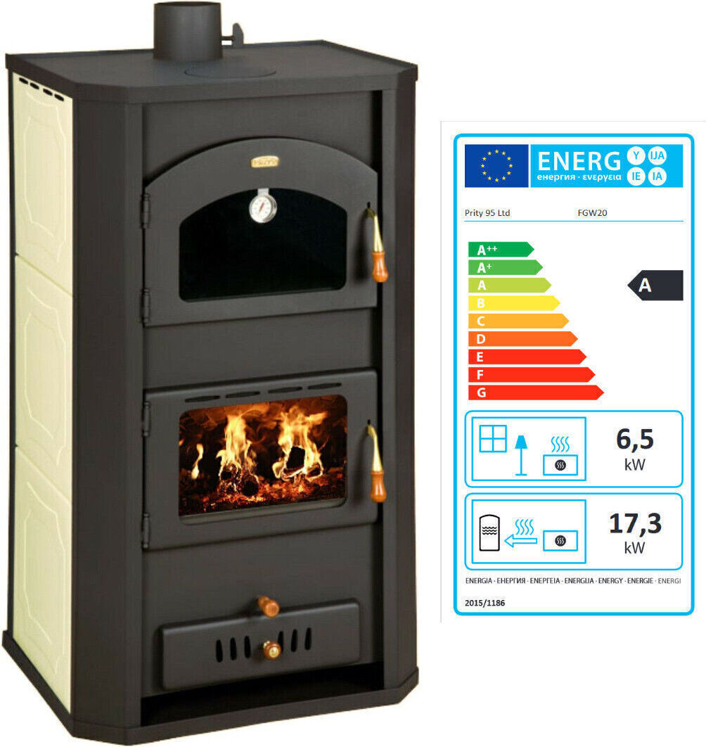 Wasserführender Kaminofen mit Backfach Prity FG W20 BImSchVII 17.3 + 6.5 kw