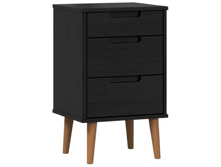 Heofavd Nachttisch Schwarz 40x35x65 cm Massives Kiefernholz Beistelltisch