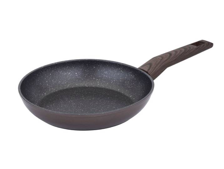 Bratpfanne RESTO KITCHENWARE Carina, Universalpfanne mit holzähnlichem Soft-Touch-Griff , schwarz, H:4,4cm L:42cm Ø:22cm, Pfannen, Bratpfanne, mit Marmor-Antihaftbeschichtung, 4-lagig, für alle Herdarten geeignet