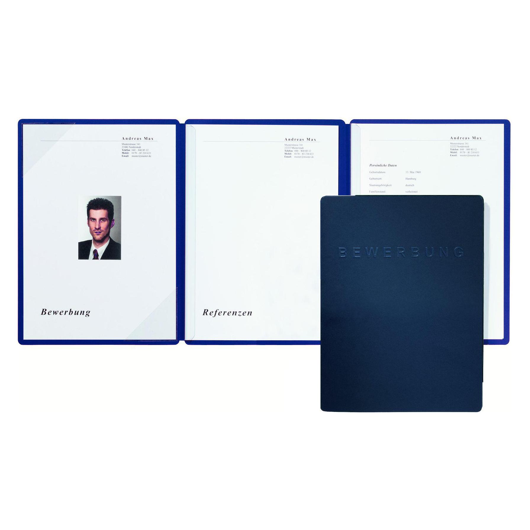 Pagna Bewerbungsmappe Square blau dreiteilige Mappe (A4) (22022-02)