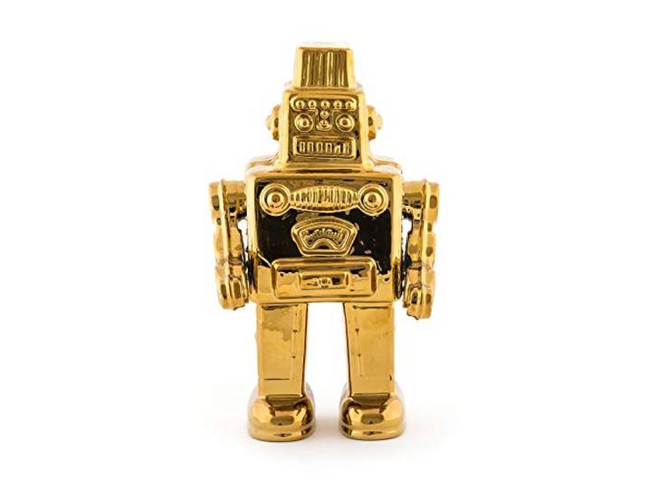 Seletti Vorratsdose Limited Gold Edition My Robot Kuriositäten, Porzellan, 17,4 x 12,4 x 30 cm