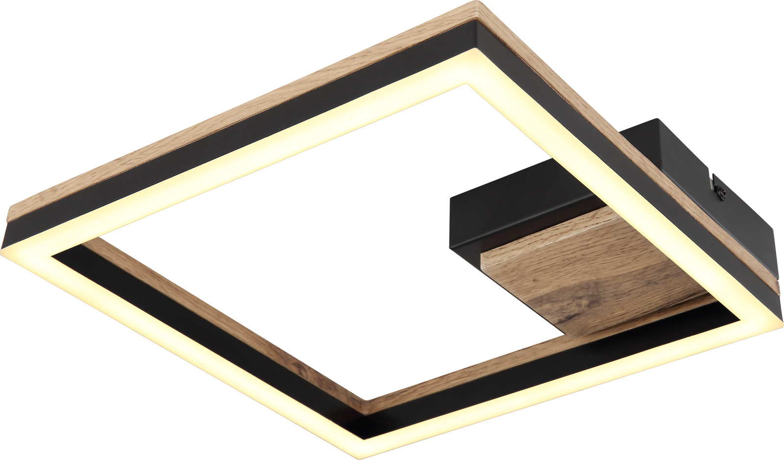 Globo Lighting Plafondlamp Beatrix vierkant zwart met hout