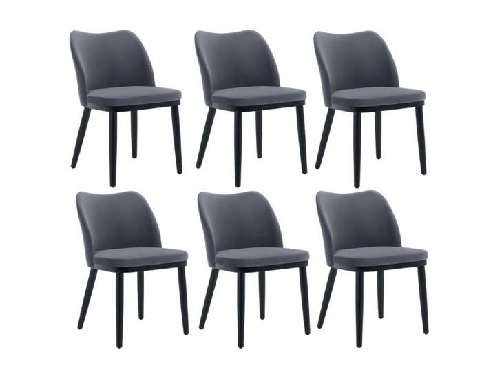 6 chaises salle à manger velours gris foncé