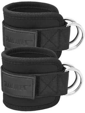 Inspired Living AOLIKES Ankle Straps For Cable Machines Adjustable D Ring Gym Ankle Cuffs For Glute And Leg Training 1pair Black