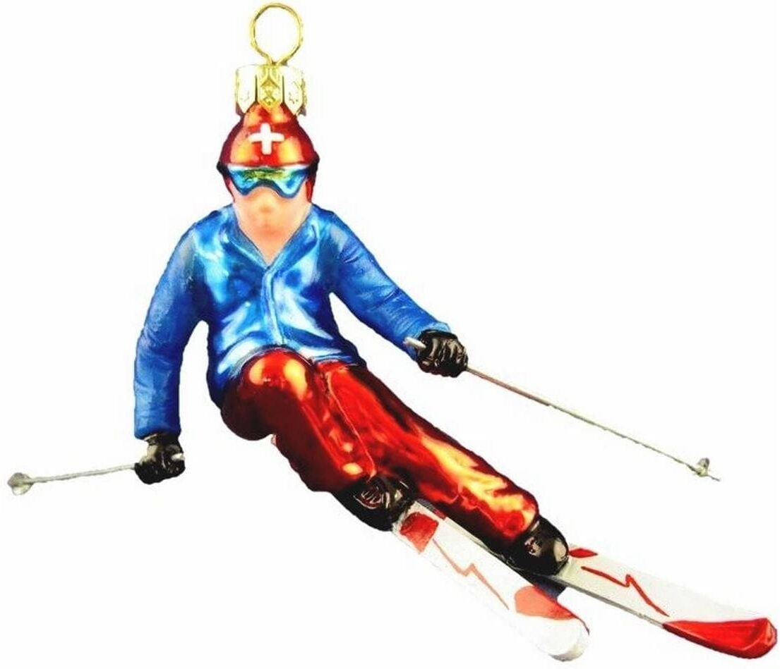 Weihnachtsbaumkugel CREANORM "Weihnachtskugel Skifahrer", mehrfarbig, B:14,5cm H:6,6cm, Weihnachtsbaumkugeln, Weihnachtsbaumkugel mehrfarbig Einheitsgröße