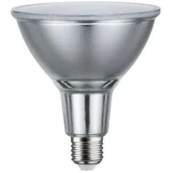 Paulmann LED Reflektorlampe PAR38, 230V, E27, 13.8W 3000K 1000lm, mit Glas-Streuscheibe, dimmbar, Silber PAUL-28826