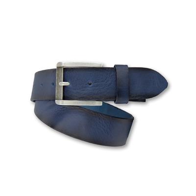 Ledergürtel BERND GÖTZ "Ledergürtel mit lebendiger Struktur und Schattenkanten", Herren, Gr. 105, blau (dunkelblau), Rindsleder, Gürtel Ledergürtel