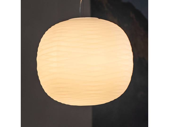 Foscarini Designer Hängelampe Gem, dimmbar, weiß / opal, für Wohn- / Esszimmer, Glas, Design, Pendelleuchte