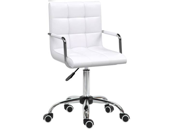 ComfortXL Bürostuhl De-05256 Retrodesign, höhenverstellbar Weiß, Metall, 54x99x52.5 cm, Büromöbel, Bürostühle, Drehstühle