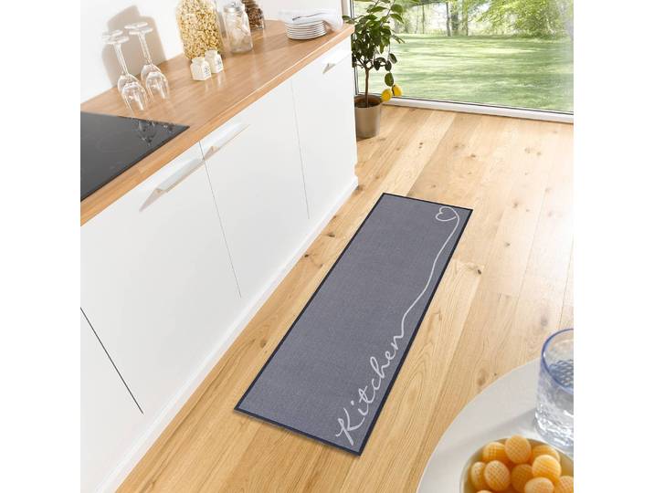 Tapis de cuisine The Kitchen is Open 50 x 150cm Gris/Gris