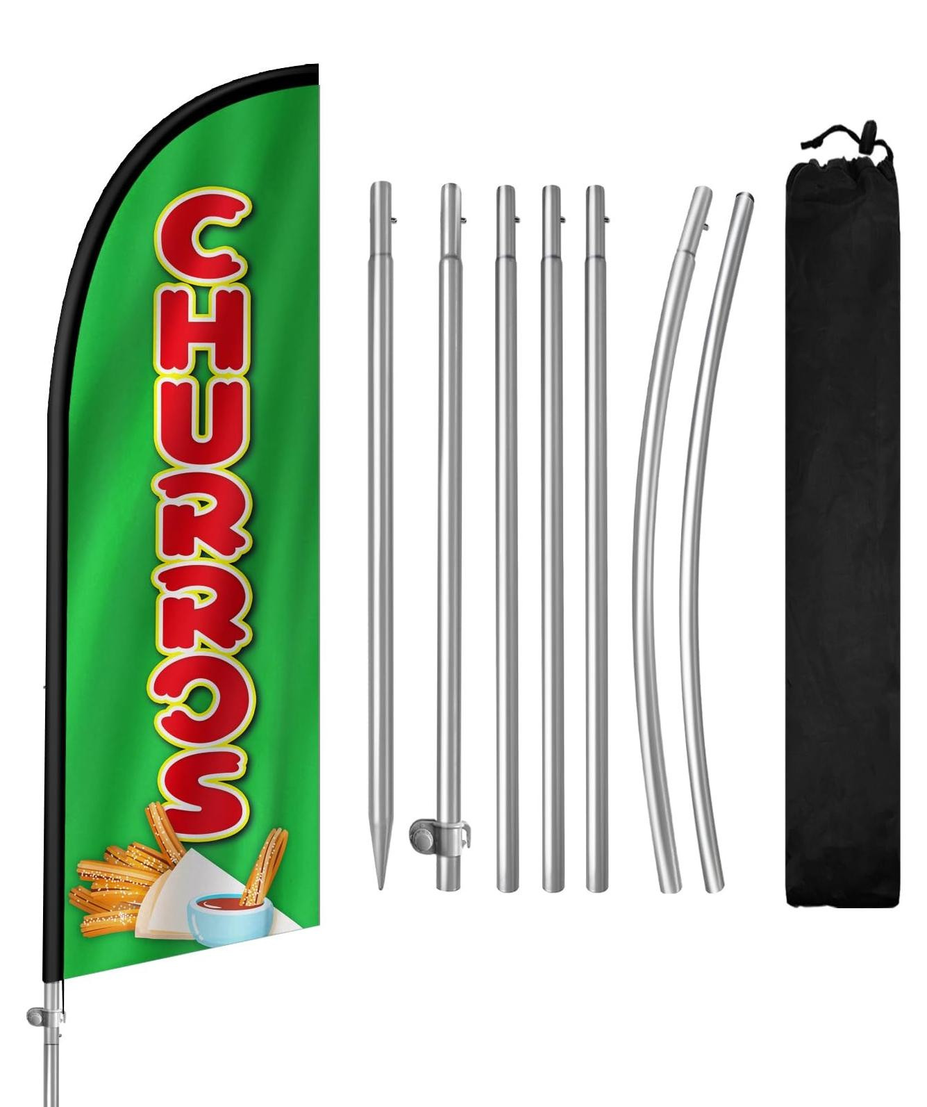 Churros Vlag met vlaggenmast en grondpen, 8FT