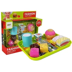 Set Essen Dessert Kuchen mit Tablett