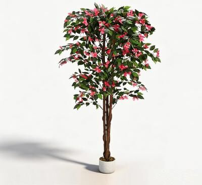 YUN 6ft Artificial Bougainvillea Tree, Faux Silk Flower Plant in Pot for Indoor Outdoor Decor