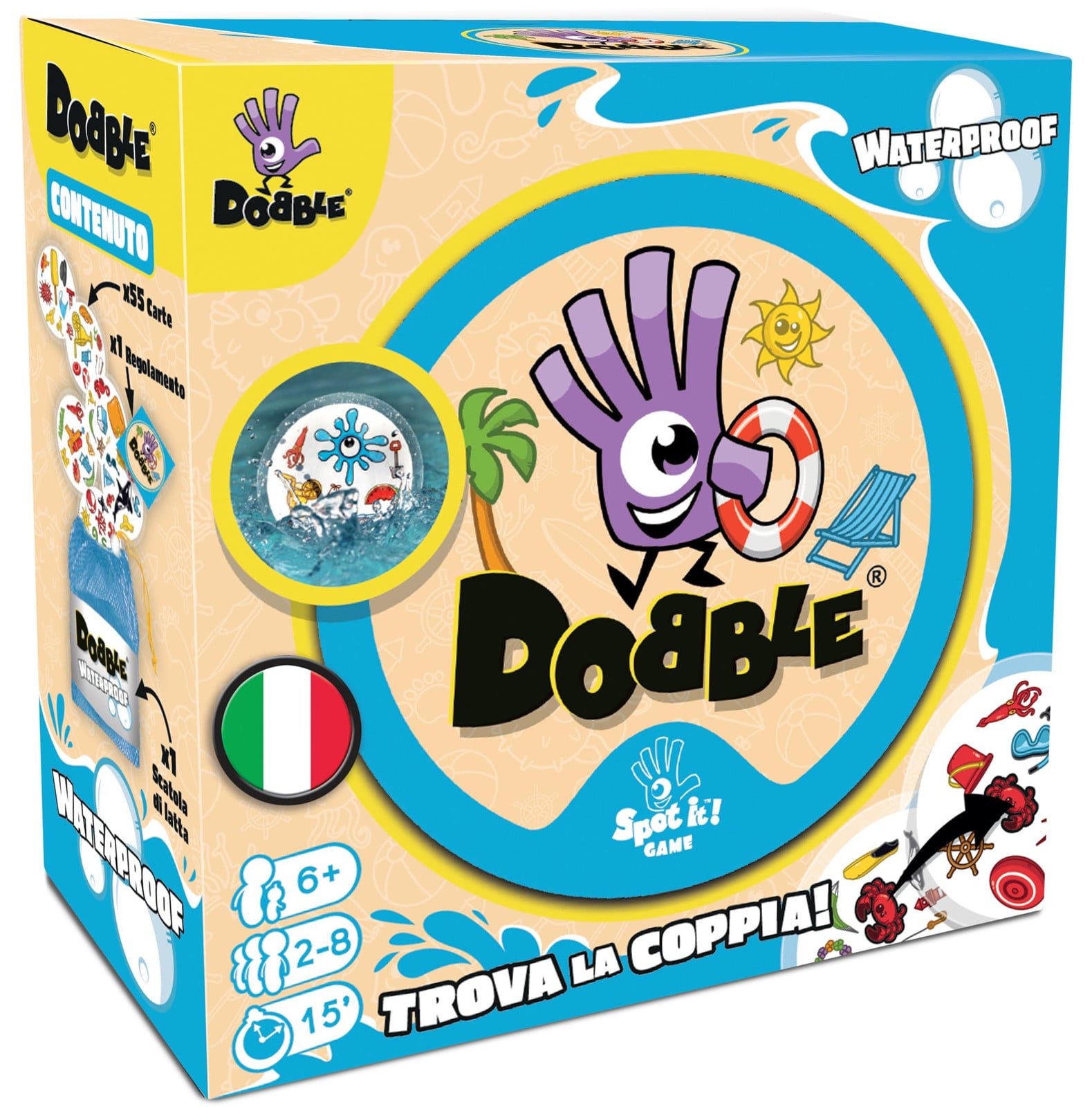 Asmodee Dobble waterdicht kaartspel voor kinderen vanaf 6 jaar