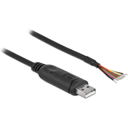 Delock Adapterkabel USB 2.0 Typ-A zu seriell RS-232 mit 9 offenen Kabelenden + Schirmung 0,5 m (0.50 m), Schnittstellenkabel