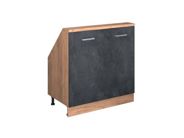 Vicco Küchenschrank für Dachschrägen R-Line, Schwarz Beton, 80 cm