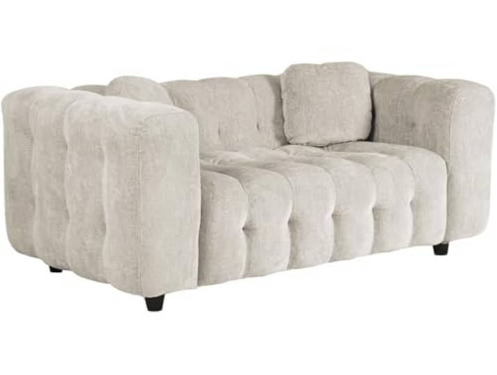 Rechte zitbank in chenille stof Vendome - 2 zitplaatsen - Beige