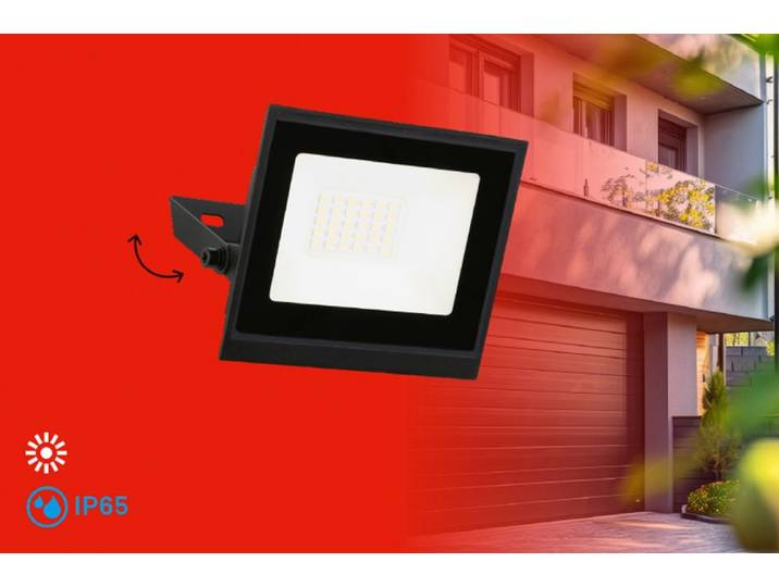 LED Flutlichtstrahler BRILONER LEUCHTEN VARO , schwarz (matt, schwarz), H:34cm Ø:12cm, Leuchten, LED Flutlichtstrahler, 11x14,5x3 cm, Garage, Garten, Auffahrt